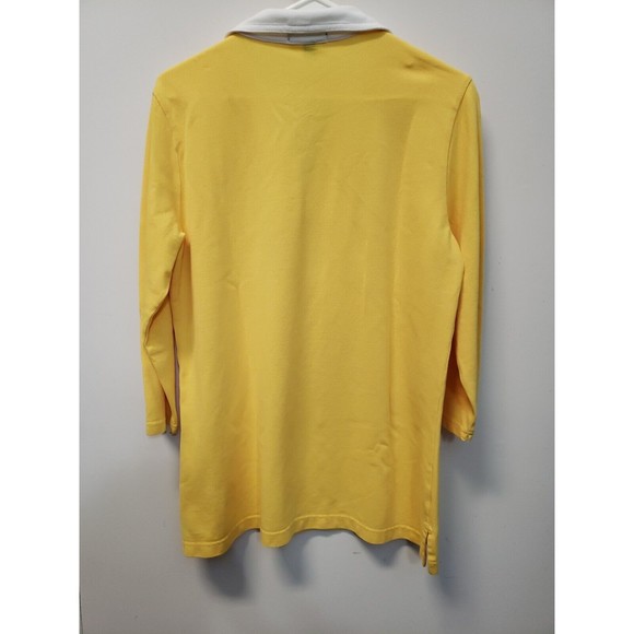 Lands End Womens Top Pullover vneck sz Med yellow 3/4 sleeve - Picture 6 of 6